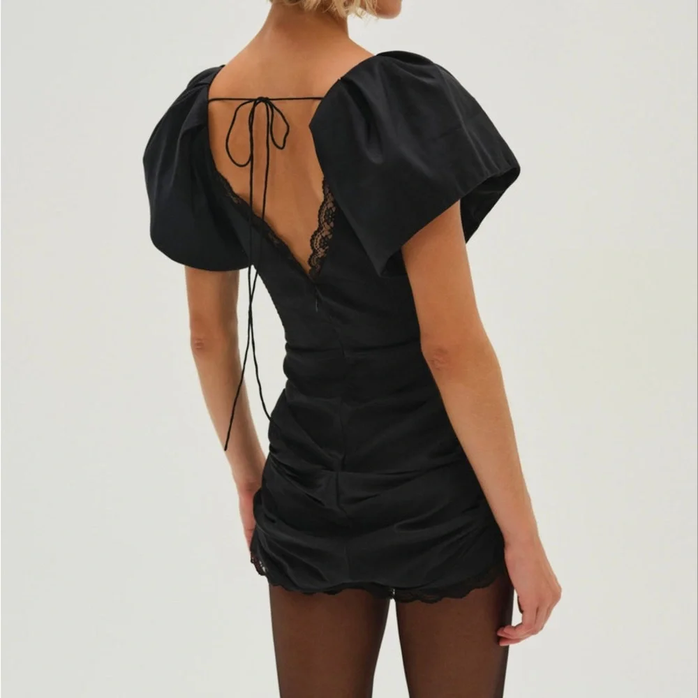 $298 NWT Black For Love And Lemons “Singrid” Bodycon Mini Dress Sz Medium - Picture 2 of 9